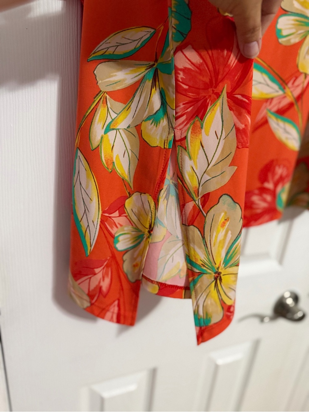 Susan Graver Floral Scoop Neck Tunic Top asymmetrical tie side size 2X tropical - Picture 7 of 10